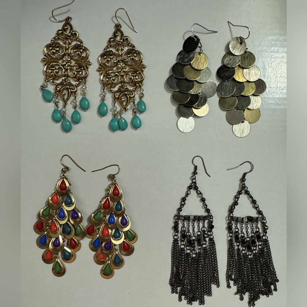 Lot of 4  chandelier earrings
